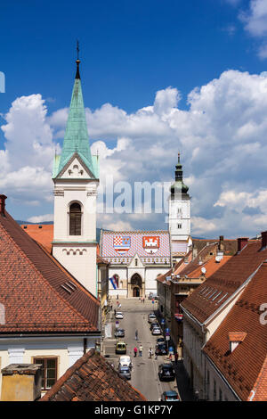 Église de Saint Marc, célèbre bâtiment monuments à Zagreb, Croatie Banque D'Images