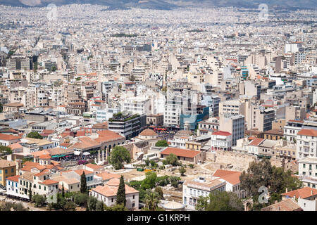 Vue de la ville de l'acropole. Athènes, le Centre d'Athènes. Grèce Banque D'Images
