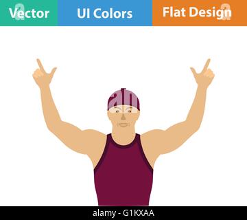 Fan de football avec les mains en l'icône. Modèle plat en couleurs de l'interface utilisateur. Vector illustration. Illustration de Vecteur