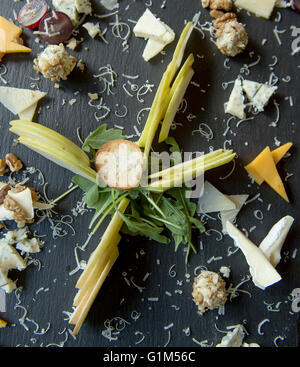Différents types de fromage sur une assiette de fromage Banque D'Images