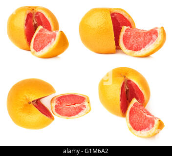 Pamplemousse juteux frais isolé sur fond blanc Banque D'Images