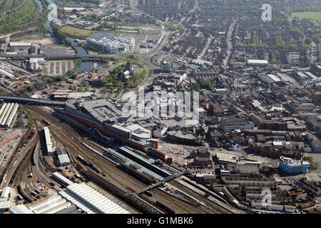 Vue aérienne du centre-ville de Doncaster, dans le sud du Yorkshire, UK Banque D'Images