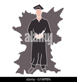 Le jour de graduation robe noire et cap Illustration de Vecteur