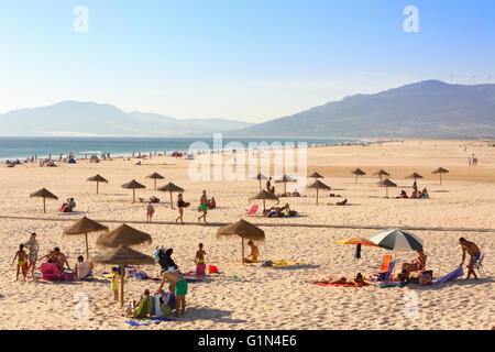 Tarifa, Province de Cadix, Costa de la Luz, Andalousie, Espagne du sud. Playa de los Lances. Banque D'Images