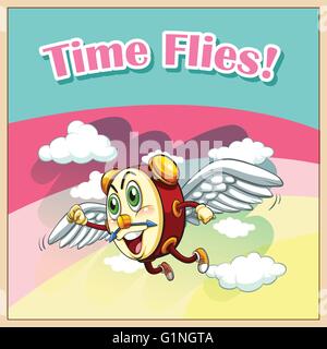 Réveil avec des ailes battant illustration Illustration de Vecteur