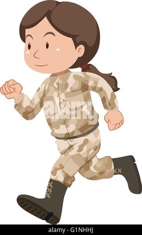 Femme soldat en uniforme brun illustration Illustration de Vecteur