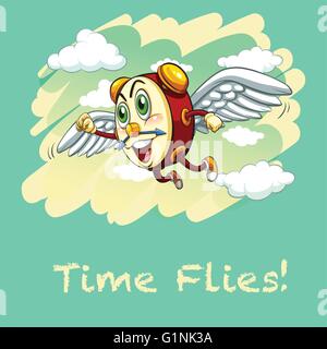 Illustration d'idiome disant time flies Illustration de Vecteur