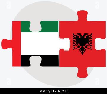 Emirats Arabes Unis et de l'Albanie drapeaux dans puzzle isolé sur fond blanc Illustration de Vecteur