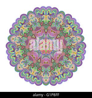 Couleurs vives mandala pour votre conception. Ornement de dentelle en forme de modèle ronde. Illusion concentriques ornement. Illustration de Vecteur