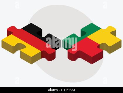 L'Allemagne et le Bénin drapeaux dans puzzle isolé sur fond blanc Illustration de Vecteur