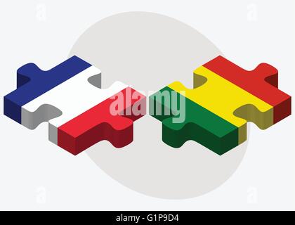 La France et la Bolivie drapeaux dans puzzle isolé sur fond blanc Illustration de Vecteur