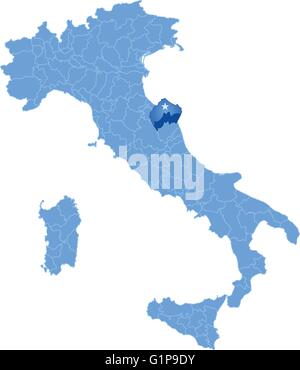 Carte de l'Italie où la province d'Ancône est tiré, isolé sur fond blanc Illustration de Vecteur