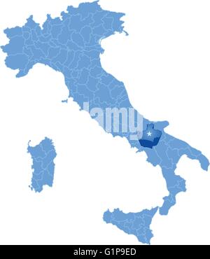 La carte de l'Italie où Avellino province est tiré, isolé sur fond blanc Illustration de Vecteur