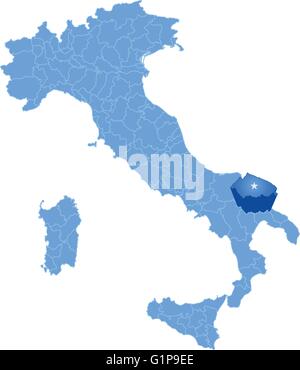 Carte de l'Italie où la province de Bari est tiré, isolé sur fond blanc Illustration de Vecteur