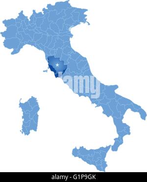 Carte de l'Italie où la province de Grosseto est tiré, isolé sur fond blanc Illustration de Vecteur