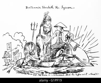 Caricature de Charles Wirgman (1832-1891) . Les saignées de Britannia pour Shogun. Publié sur ' le Japon Punch ' en 1866. C'est sens de la rémunération en 1864. guerre Shimonoseki Des indemnités ont été versées par Bakufu des Tokugawa. En 1865, le bakufu des Tokugawa réalisée. expédition Choshu Banque D'Images