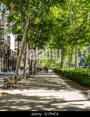 Gran Via de les Cort catalanes dans la rue de l'Université de Barcelone. Banque D'Images