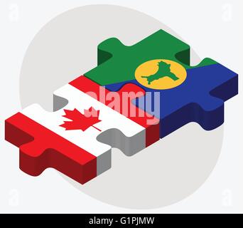 Le Canada et l'île de Noël drapeaux dans puzzle isolé sur fond blanc Illustration de Vecteur