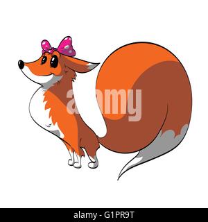 Vector illustration d'un dessin de renard avec un ruban rose sur la tête Illustration de Vecteur