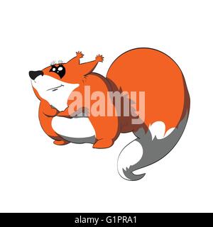 Cartoon Vector illustration d'une graisse, fluffy, écureuil orange Illustration de Vecteur