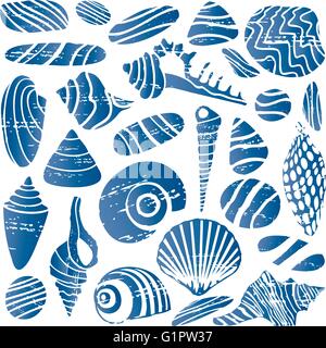 Coquilles de mer et rochers seamless pattern Illustration de Vecteur