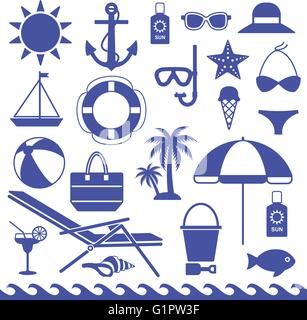 Symboles de la mer silhouette vecteur icônes set 2 Illustration de Vecteur