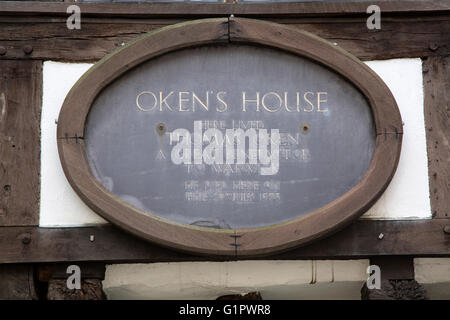 Thomas Oken Tea Rooms Sign, Warwick, Angleterre, Royaume-Uni Banque D'Images