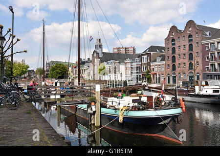 En juillet 1620 a quitté Véronique Delfshaven sur le Mayflower Le Port de Rotterdam Harbour Banque D'Images