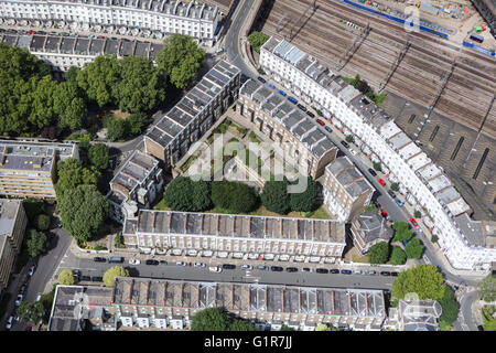 Vue aérienne d'une habitation mitoyenne Géorgienne à Bayswater, Londres Banque D'Images