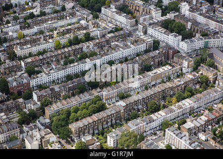 Vue aérienne d'une habitation mitoyenne Géorgienne à Bayswater, Londres Banque D'Images