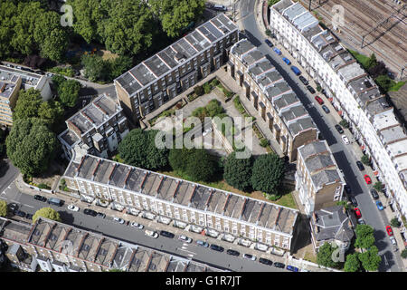 Vue aérienne d'une habitation mitoyenne Géorgienne à Bayswater, Londres Banque D'Images