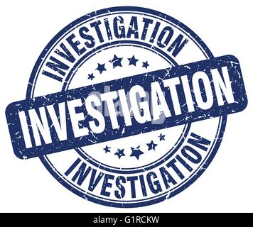 Grunge vintage ronde bleu enquête timbre en caoutchouc Illustration de Vecteur