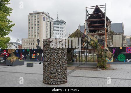 CHRISTCHURCH, Nouvelle-zélande - Jan 16, 2016 : La Cathédrale de Christchurch démoli par le tremblement de terre de février 2010 Banque D'Images