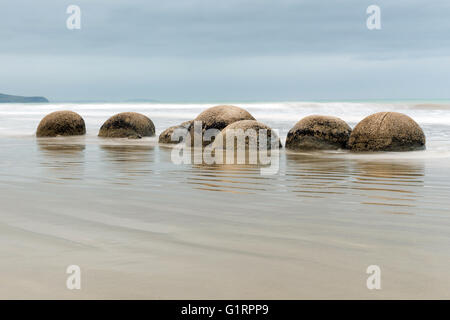 Moeraki Boulders sur l'Koekohe plage, Nouvelle Zélande Banque D'Images