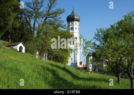 Clocher de l'église du Monastère Franciscain, Ursberg congrégation Saint Joseph, Ursberg, Bavière, Allemagne Banque D'Images