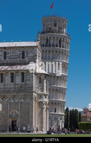 Santa Maria Assunta Cathedral et Tour de Pise, la Piazza del Duomo, Piazza dei Miracoli, Province de Pise, Toscane, Italie Banque D'Images