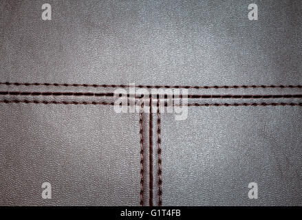Texture de cuir avec une couture verticale et horizontale Banque D'Images