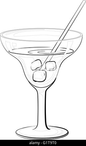 Verre avec de la glace et des boissons les contours noir Illustration de Vecteur