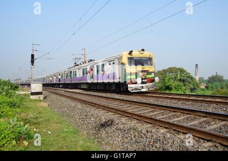 La traction électrique, les chemins de fer indiens, en Inde Banque D'Images