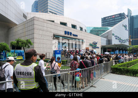 Shanghai, Shanghai, CHN. 19 mai, 2016. Shanghai, Chine - le 19 mai 2016 : (usage éditorial uniquement. Les touristes de la Chine) se tenir dans une longue ligne de l'Oriental Pearl et de l'aquarium marin. Le 19 mai est la 6e journée du tourisme en Chine, et 58 sites touristiques sont à 50 % de réduction. © SIPA Asie/ZUMA/Alamy Fil Live News Banque D'Images