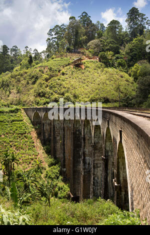 Le Sri Lanka, les voyages en train, Ella, Highland Railway Demodara 9 pont des Arches Banque D'Images