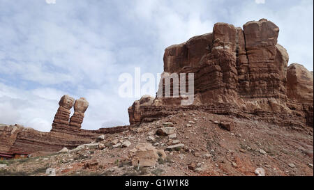 Twin Rocks Bluff Utah USA Banque D'Images