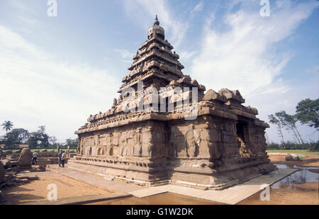Shore Temple, Mahabalipuram, près de Chennai, Tamil Nadu, Inde Banque D'Images