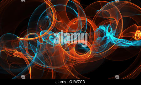 Résumé rouge bleu et orange sur fond noir de fumée avec copyspace Banque D'Images