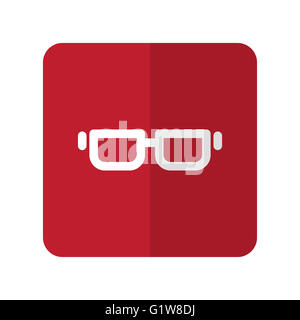 Lunettes blanc télévision sur l'icône carré arrondi rouge sur blanc Banque D'Images