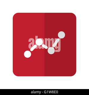 Télévision sur l'icône graphique blanc carré arrondi rouge sur blanc Banque D'Images