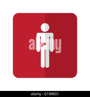 Télévision sur l'icône du foie Blanc carré arrondi rouge sur blanc Banque D'Images