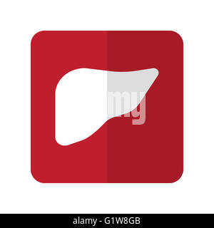 Télévision sur l'icône du foie Blanc carré arrondi rouge sur blanc Banque D'Images