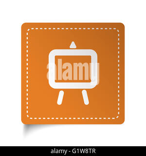 Télévision sur l'icône blanche chevalet étiquette orange Banque D'Images
