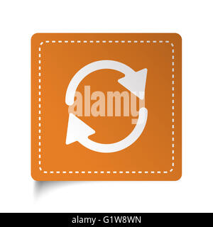 Télévision blanc icône Actualiser sur étiquette orange Banque D'Images